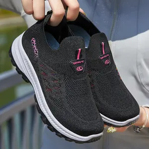 Women's Lightweight Breathable Knit Slip-On Walking Shoes Cushioned Anti-Slip Sole Easy On Off All Day Comfort Casual Sneakers for Daily Wear Travel Shopping Office Commute Footwear Slipon Active Bridal Parent - Nail, Girl
