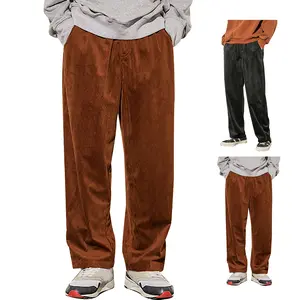 Gihuo Mens Corduroy Pants Elastic Waist Sweatpants Vintage Cargo Sweatpants Loose Wide Leg Pants Hip Pop Streetwear spring  fall  pants fall  outfits men  gifts Menswear Trouser cuffed  sweatpants  outfit streetwear chinos pants  men Pocket Beige