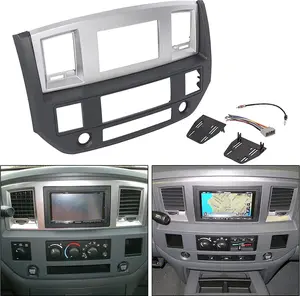 Stereo Radio Double Din Dash Kit Compatible with 2006-2009 Dodge Ram Pickup Replacement for GNT56215007 Install Dash Bezel Silver Slate Gray
