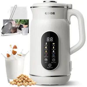 GDOR 42oz Smart Nut Milk Maker, 9-in-1 Plant Milk Blender for Almond, Oat, Soy, Juice & Smoothie, Touch Display with Keep Warm, 12H Delay & Self-Cleaning