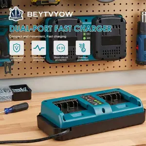 Beytvyow Mt Dual Charger Ch07, Fast Charging for Makita 14.4-18v Li-Ion Batteries, New Arrival, Ideal for Electric Tools