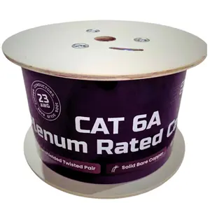 ETL Listed Cat6a Plenum UTP 100% Solid Bare Copper Ethernet Cable