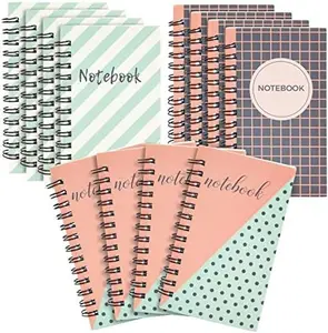 12 Pack Small Spiral Bound Pocket Sized Notebook with Lined Pages, 50 Sheets Each, 3 Designs
