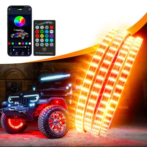 Dreamizer 4PCS 15.5" 3 Row RGB LED Wheel Ring Kit with APP Remote Control Car Rim Compatible with Chevy Silverado GMC Sierra Chevrolet Camaro Dodge Ram Polaris Slingshot Ford F150