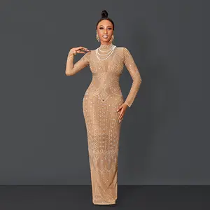 Luxury Full Beaded Rhinestone Dress - Elegant Beaded Evening Gown for Special Occasions Summer Wear Sparkling Rhinestones & Full Beading Design