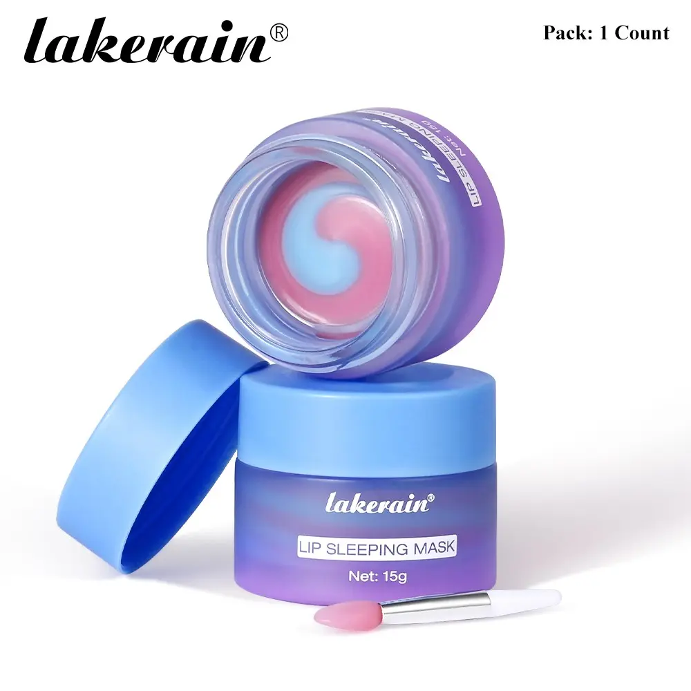 Lakerain 1 Count Two-Tone Lip Mask, Hydrates and Nourishes Lips, Leaving Them Smooth, Supple While Reducing Dry Lines, Available in 4 Fragrances, Suitable for Day and Night Use, Gentle Formula, A Must-Have for Hydrating Lip Care