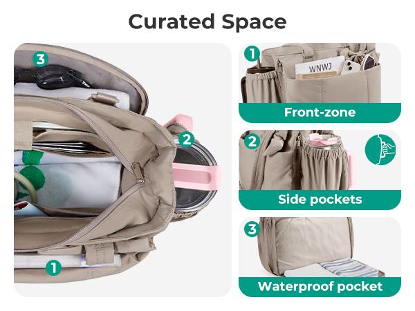 BAGSMART Crush Bow Tote Bag for Women 15.6" Laptop Friendly Lightweight Puffy Handbag with Removable Bow & Multiple Compartments for Travel Work Beach Gym 20L Capacity