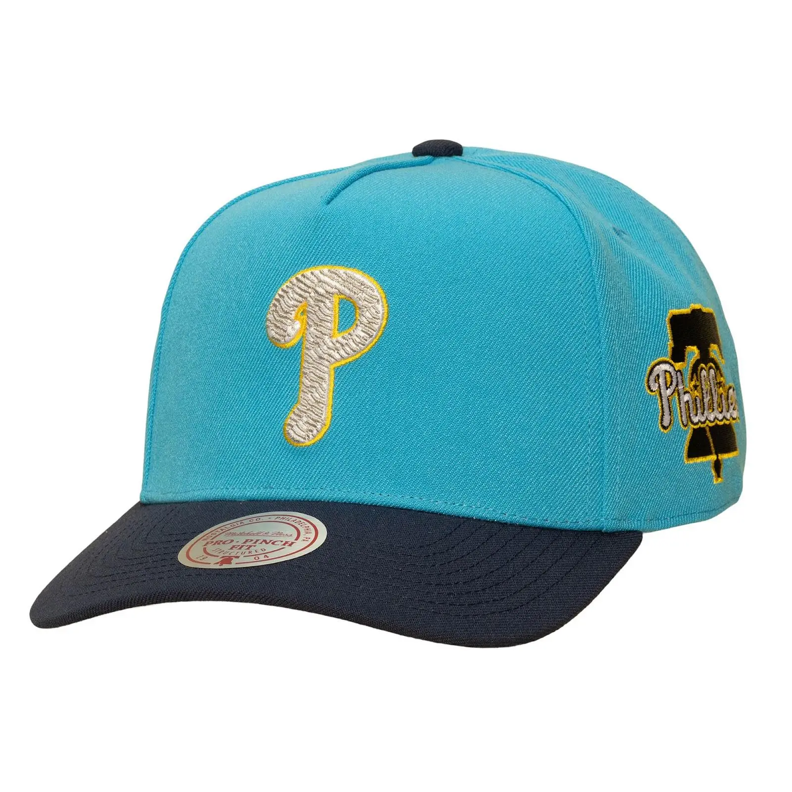 Philadelphia Phillies Blue/Navy City Connect Pro Pinch Snapback Hat MLB Throwback Cap Adjustable Fan Gear Mitchell & Ness
