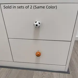Football & Basketball Door/Cabinet Knobs - Ceramic Drawer Pulls with Polished Suitable for Wardrobe, Locker, Hardware - Soccer & Basketball Themed Hardware with Mounting Screws for, Office, Locker Room Decor