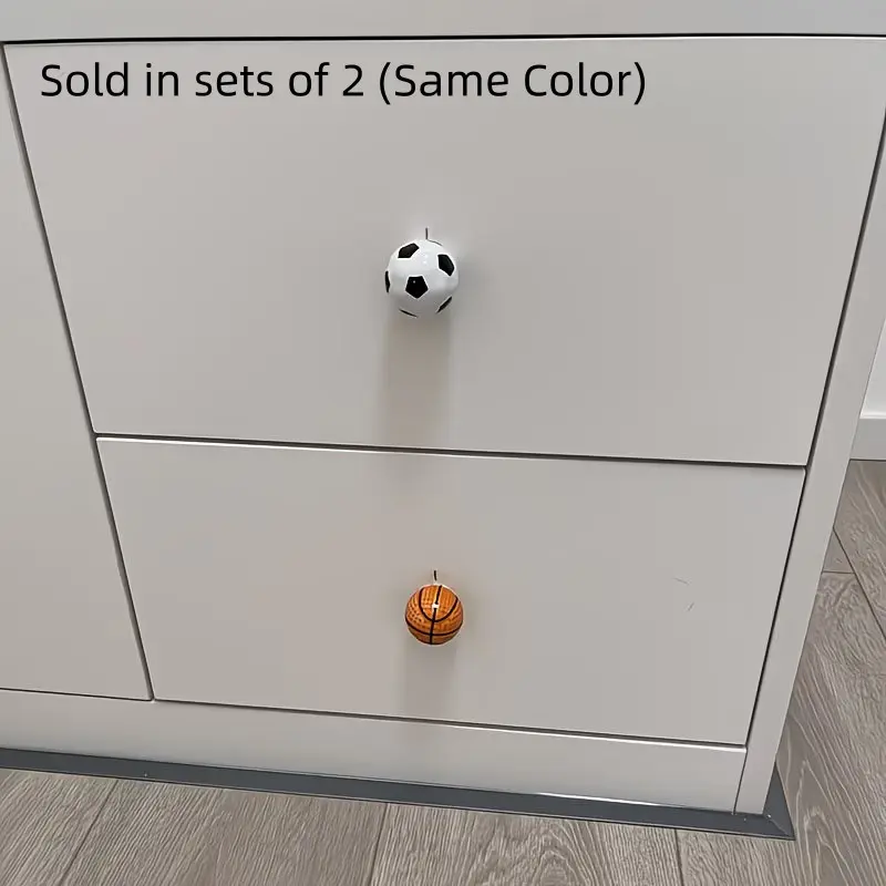 Football & Basketball Door/Cabinet Knobs - Ceramic Drawer Pulls with Polished Suitable for Wardrobe, Locker, Hardware - Soccer & Basketball Themed Hardware with Mounting Screws for, Office, Locker Room Decor