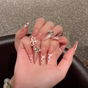 Long Waterdrop Shape Press-on Fake Nails Set, 30pcs Colorful Sweet Leopard Spot Pattern False Nails, Includes Jelly Glue and File for Women, Nails Press Ons