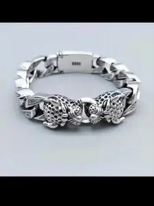 New High-End Handmade Men's Bracelet, Bold Dual Tiger Head Design, Stylish and Powerful Men's Jewelry, Perfect Gift for Him