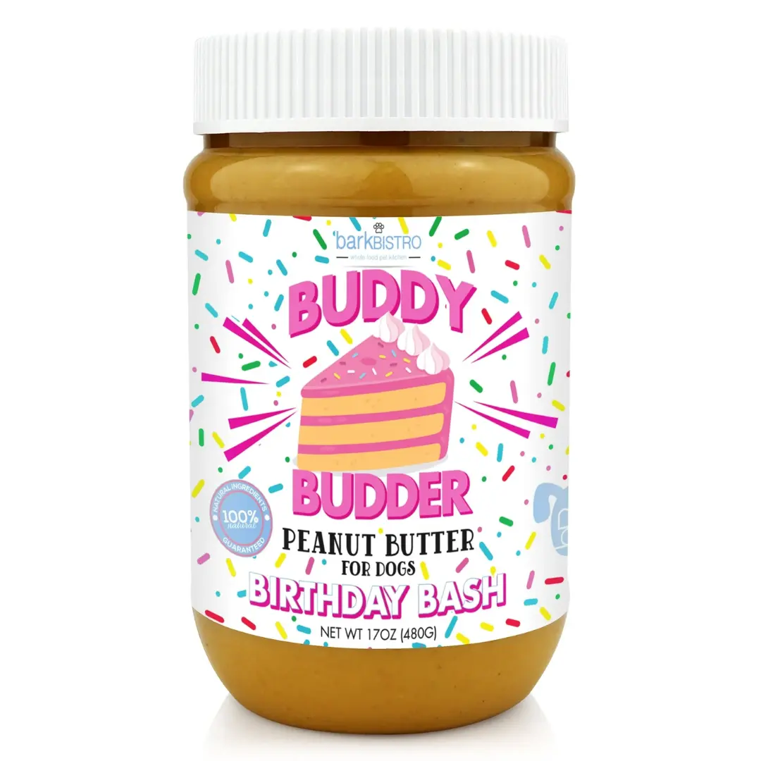 Bark Bistro Birthday Bash Buddy Budder — 100% Natural Dog Peanut Butter, 17 oz