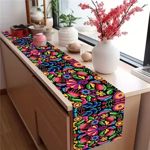 1pc Table Runner Mexican for Dia De Los Muertos Cinco De Mayo - Party Decoration Table Cloth Mexican Fiesta Kitchen Dining Table Decor Gift  Holiday Decorations Room Decor