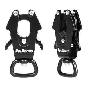 PetBonus 2 Pcs Frog Clip Dog Leash Clasp, 360 Degree Swivel Quick Release Metal Carabiner, Heavy Duty Safety Lead Connector for Linking Pet Collar Dog Harness