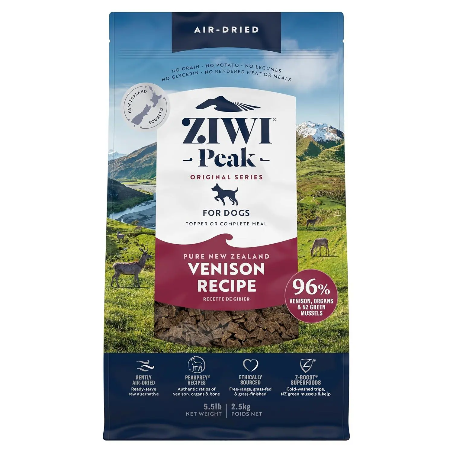 ZIWI Peak Air-Dried Dog Food – Lamb - All Natural, High Protein, Grain Free, Limited Ingredient w/ Superfoods (16oz)