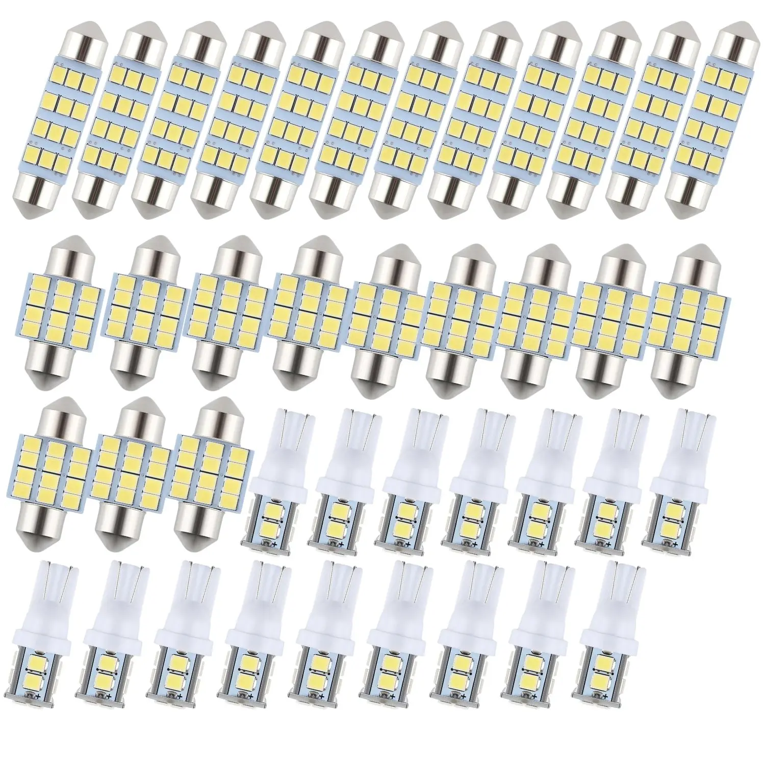 40 Pieces Dome Light LED Car Interior Bulb Kit Set 194 T10 DE3175 578 31mm 42mm Bulbs Interior Replacement Lights for Car Map License Plate Door Side Marker Cornering Trunk Light - White