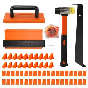 Laminate Flooring Tools, 65 Pieces lvp Installation kit with 60 Spacers (1/4" & 1/2"), Tapping Block, Pull Bar, Gauge, Mallet & Tape for Pro Tools for DIY & Contractors