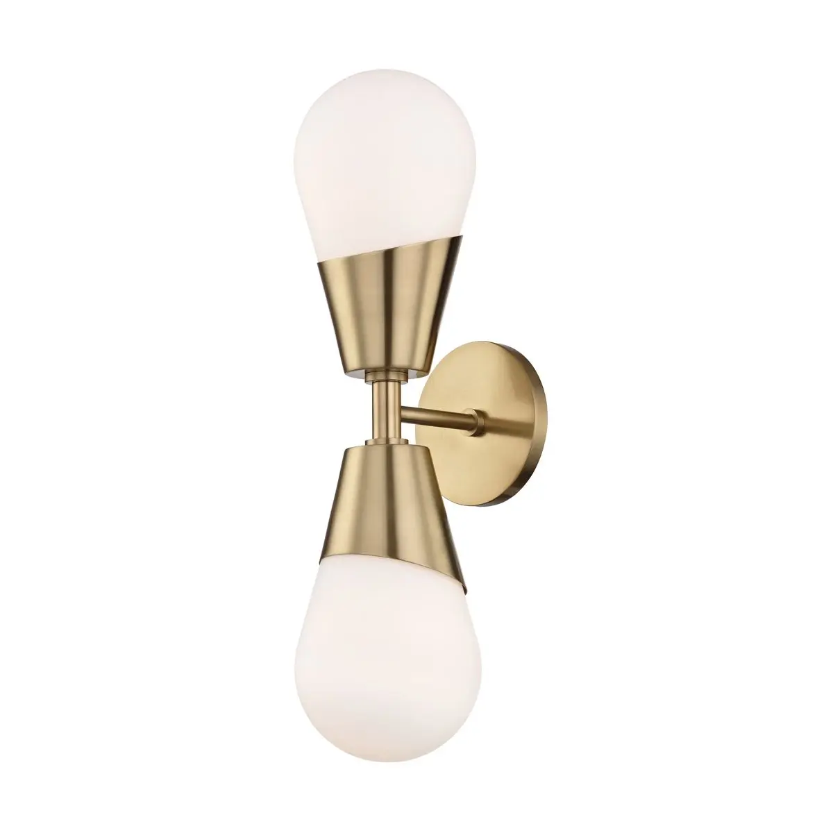 Cora Sconce 2-Light Wall Light With Matte White Glass Shade In Aged Brass, Old Bronze, Polished Nickel
