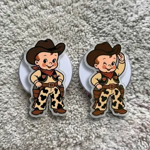 Cute Cowboy Baby magsafe Phone Grip, Kawaii Vintage Kewpie Doll Griptok, Aesthetic Western Cowgirl Acrylic Phone Stand, Retro Rodeo Baby Tech Accessory, Gift for Her