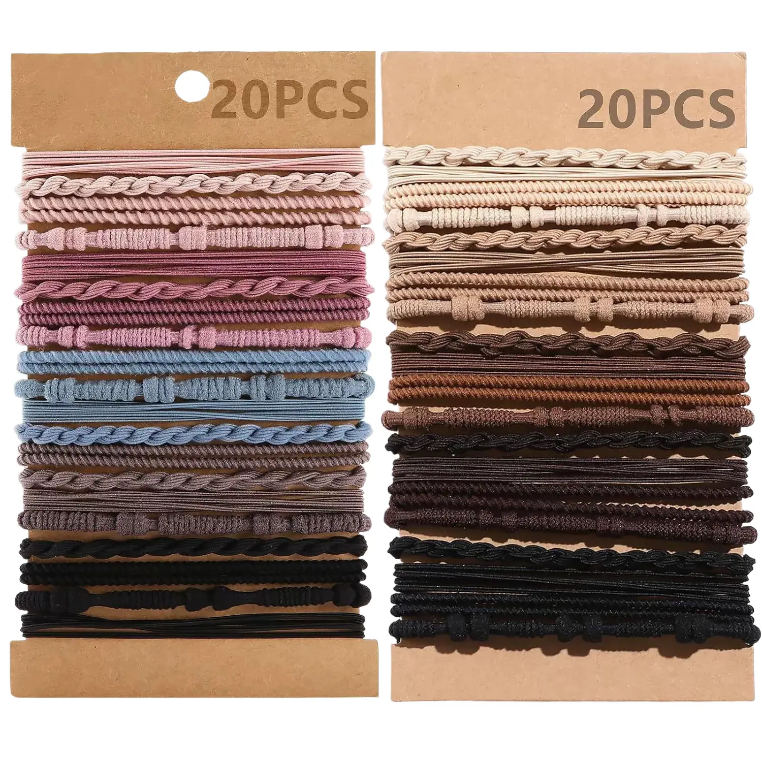 Boho Spiral Hair Ties for Women, 20 Pack Multi-Color Elastic Ponytail Holders, No Damage Bracelet Bands for Thick or Thin Hair, Elastic Band Scrunchie, Scrunchies For Hair