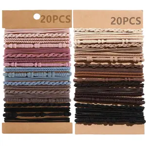 20 PCS Boho Ponytail Holders Hair Bands & Bracelets for Women's Thick or Thin Hair