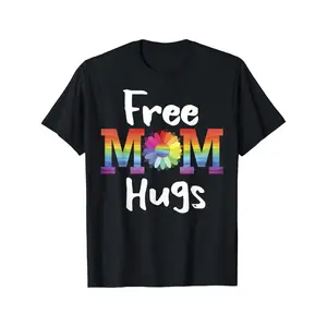 Free Mom Hugs TShrt LGBT Pre Paraes Dasy Flower Shrt TShrt Black casual short sleeve men's sport T-shirt Made in USA， Summer Tees ，Slogan Tees， Cotton