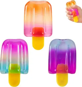 3Pcs Ice Cream Squishy Toy, Summer Sensory Stress Relief Squeeze Squishy, Popsicle Squishy for Easter Basket Stuffers, Party Favors, Anxiety Relief Everyone, Birthday Gift