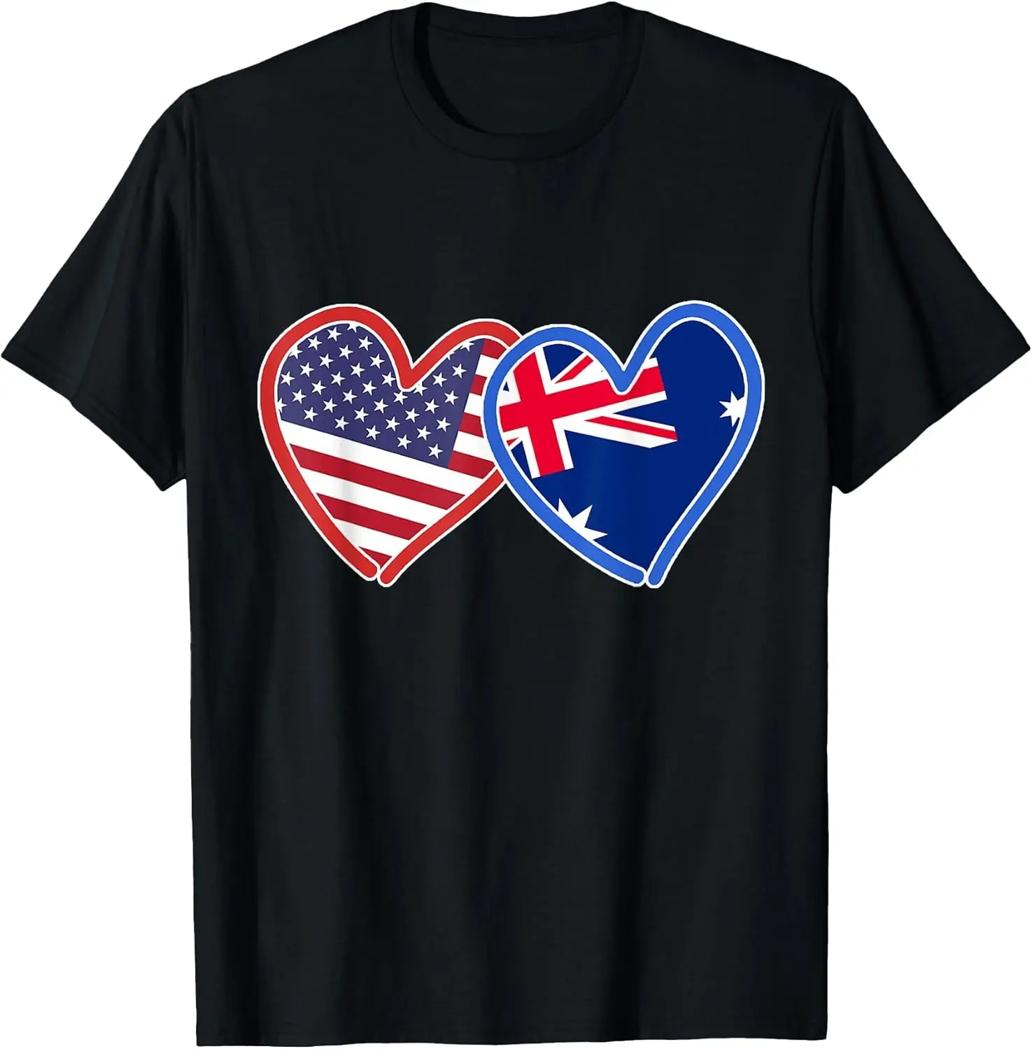 Women's 100% Cotton Short-Sleeve Vintage Tshirt, Round Neck Streetwear Top with Distressed Australian-American Flag Graphic for Everyday Casual Wear