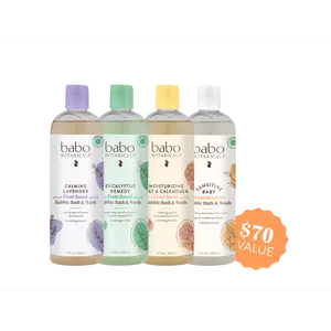 Babo Botanicals Bubble Bath & Wash Variety Set – Calming Lavender, Eucalyptus Remedy, Moisturizing Oat & Calendula, Sensitive Baby Fragrance Free – Made with Plant-Based Ingredients – Dermatologist Tested / Pediatrician Tested – 15 fl oz (450 ml) (4-Pack)