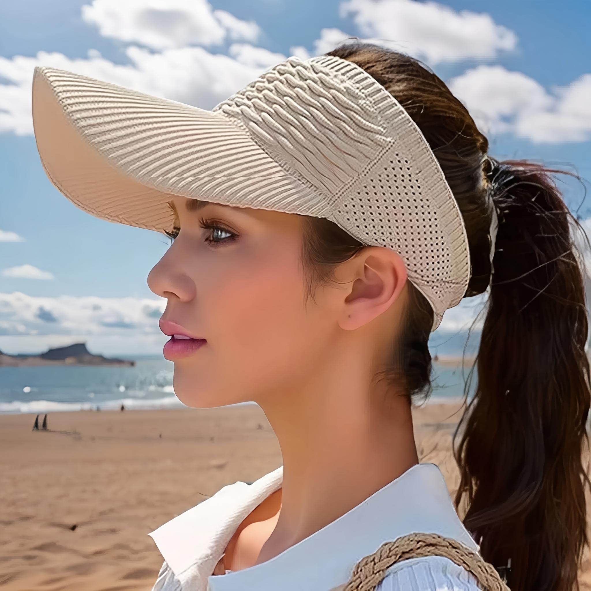 Spring/Summer Outdoor Sports Visor Cap Women's Open-Top Sun Hat for Students Sunshade UV Protection Ideal for School Outings and Sports Events