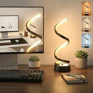 Dimmable Modern Spiral LED Desk Lamp- Touch Control 3 Color Temperature, Small Table Lamp, Eye-Caring Task Light for Home Office, Work Desk, Study Room - Great Gift for Office Workers & Students