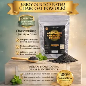 Zen Principle Hardwood Activated Charcoal Powder, Edible supplement, Oral Whitening - Kosher, Food Grade, Made in USA