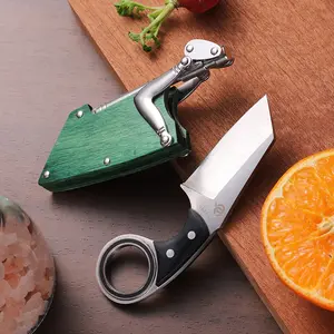 Stylish EDC Knife with Ring Handle & Sheath, High Carbon Steel Blade for Daily & Camping Use