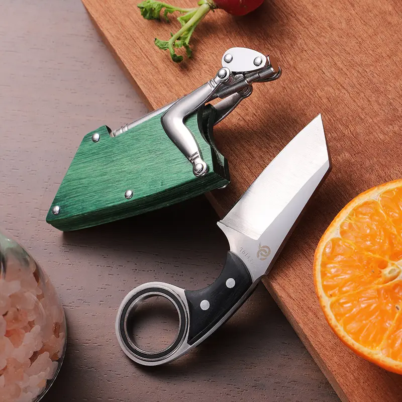 Stylish EDC Knife - Durable Steel Tool, Portable Multipurpose Knives, High Carbon Steel Blade, Ring Handle, Sheath for Daily & Camping Use
