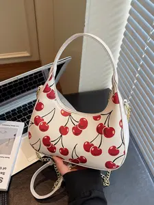 New Valentine's Day Gift Cherry Crescent Bag, Fashion Versatile Simple Handbag, Premium Shoulder Bag, Daily Shopping Commute Shoulder Crossbody Phone Bag for Women