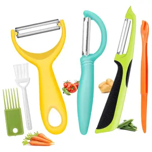 Stainless Steel Upgrade Potato Peeler 6PCS with Good Grip, Serrated for Fruits & Vegetables, Easy to Use, Lightweight Design - Kitchen Sturdy Utensils