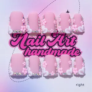 Handmade Duckbill Nail Art Stickers Set, Y2K Cool Style, Nude and French Tips, White French Tip, Floral Cross Diamond Designs, 10pcs/pack, Perfect Gift