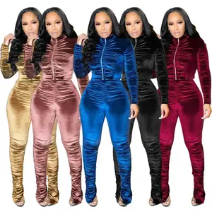 Women's Stacked Sweatpants Set - Club Outfit Casual Comfort