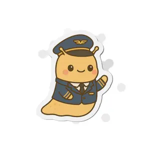 Airline Captain Banana Slug Die-Cut Magnet, Aviation Lover Fridge Magnet, Pilot Gift