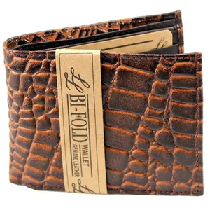New Mens Genuine Leather Bifold Wallet ID Credit Card Alligator Window Crocodile