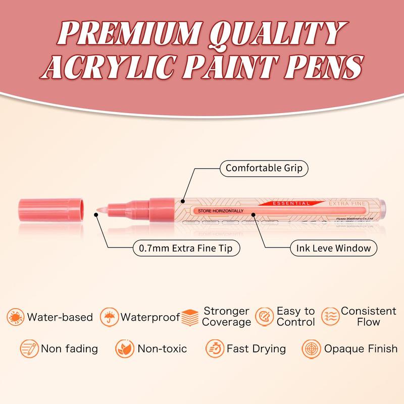 22-piece/Color Acrylic Paint Markers, Professional Color Series, Skin Tone Series, Gray Tone Series, Ultra-Fine 0.7mm Fine Tip, Acrylic Markers, Acrylic Felt, Felt Coloring, Alcohol Markers, Art Supplies, Student Learning School Studio Supplies