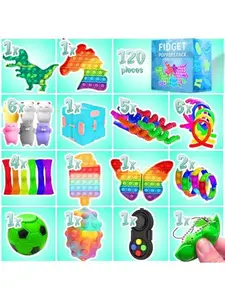 Fidget Toys, 120 Pack Fidgets Set Stocking Stuffers for Kids Party Favors Autism Sensory Toy Bulk Adults Kids Boys Girls Teens Stress Autistic ADHD Anxiety Carnival Treasure Classroom Prizes