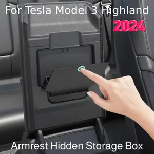 Tesla Model Y Juniper Central Console Storage Box Tray Armrest Hidden Compartment, Model 3 Highland Center Armrest Organizer Car Armrest Box