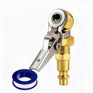 1/4 Inch Female NPT Closed Ball Tire Chuck with Clip, Locking Air Chuck Tire Inflator with Air Chuck Quick Connect, Clip-On Air Chucks for Tires for Truck RV Auto Car Air Compressor