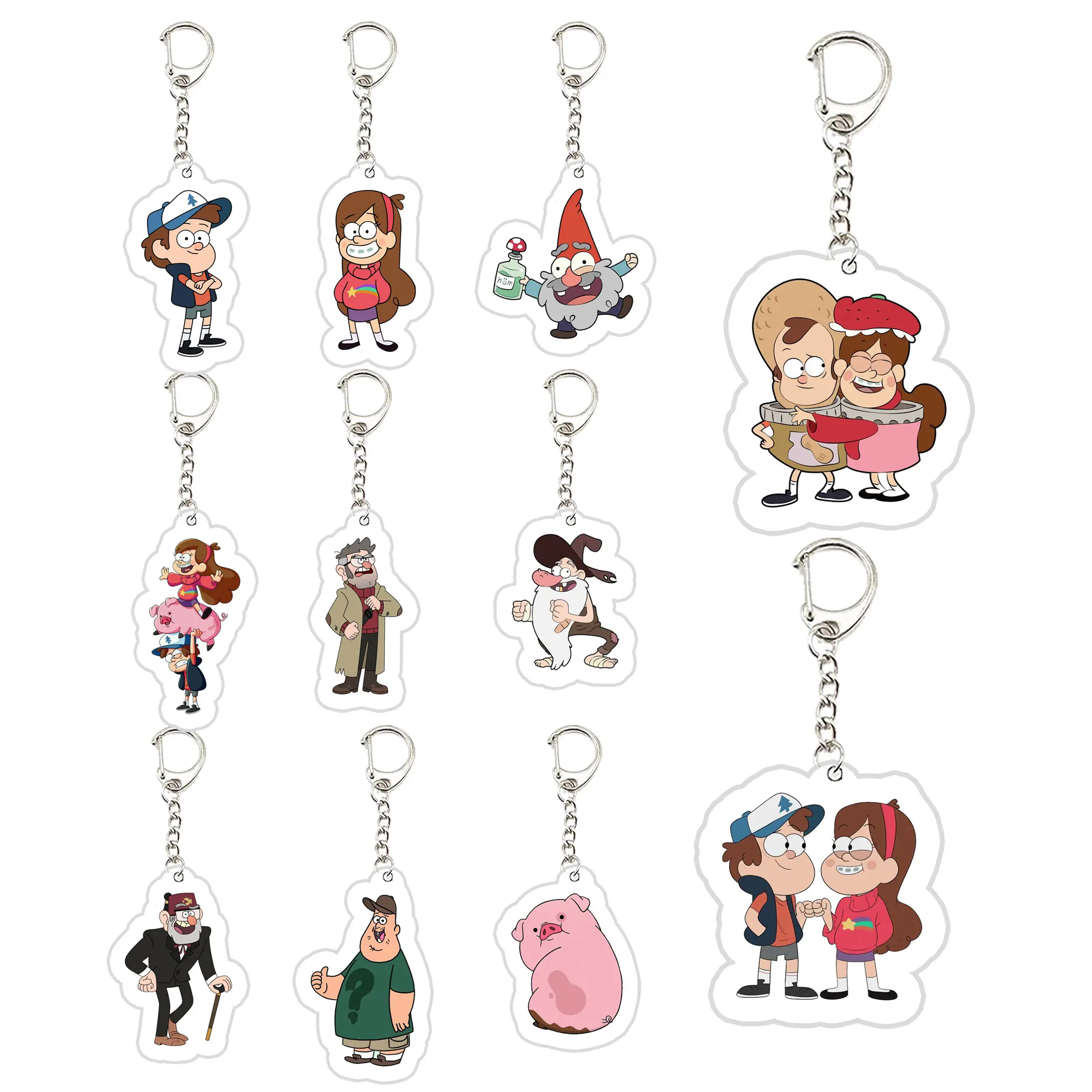 Acrylic Gravity Falls Keyring Key Chains Cute Gravity Falls KeyChain Pendant KeyRing for Accessories Bag Fans Gifts