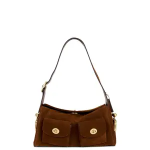 Coach The Coach Originals Suede Turnlock Haversack Bag in Warm Brown