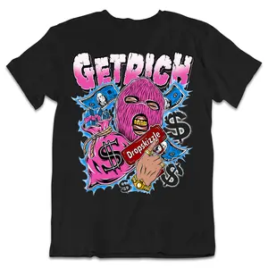 Tee Match Active Fuchsia DropSkizzle Unisex T-Shirt Get Rich Graphic Tee, Fitted Cotton