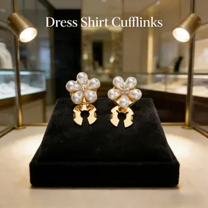 Elegant Pearl Flower Shirt Cufflinks, Rhinestone Decorative Cuff Accessories for Dresses & Blouses, Fashion Wedding Party Jewelry