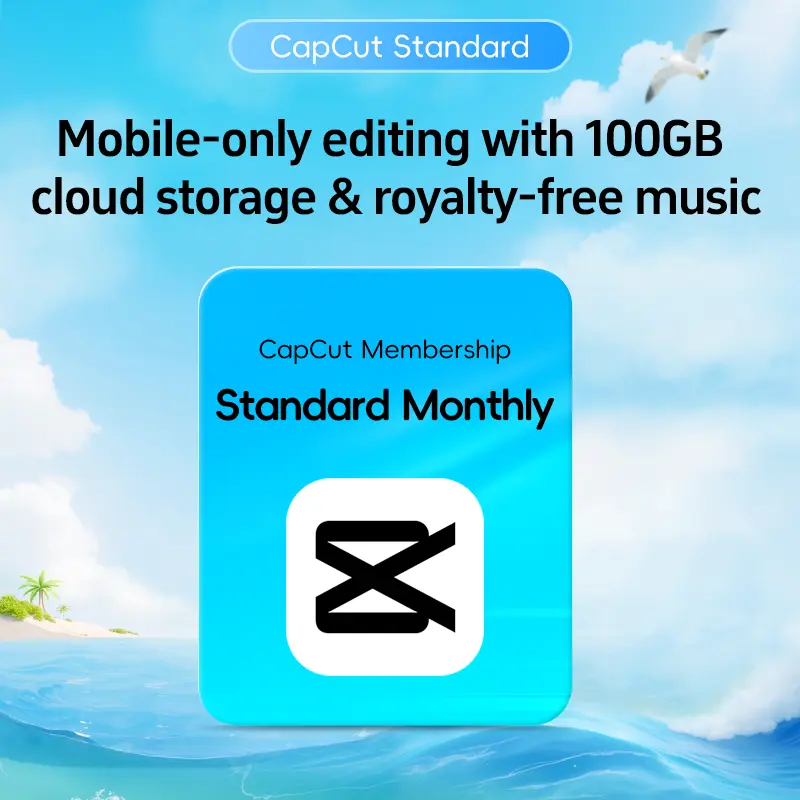 CapCut Standard Monthly PIan – 100GB Cloud, 550 AI Credits, Auto Captions